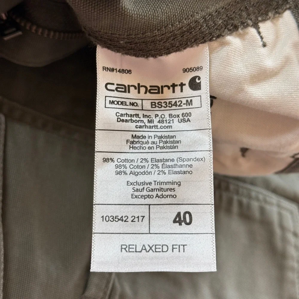 Carhartt Rugged Flex Cargo Work Shorts Mens 40 Moss Canvas Relaxed Fit BS3542